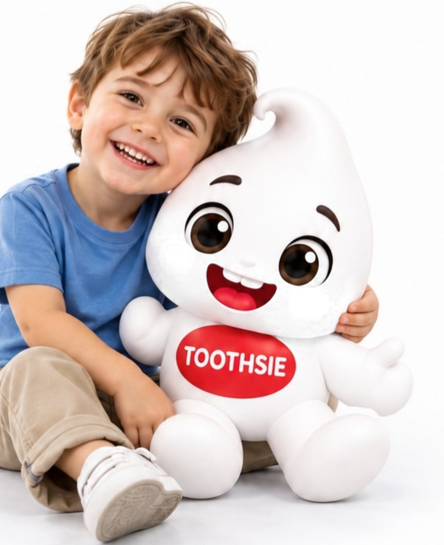 A smiling boy hugging Toothsie
