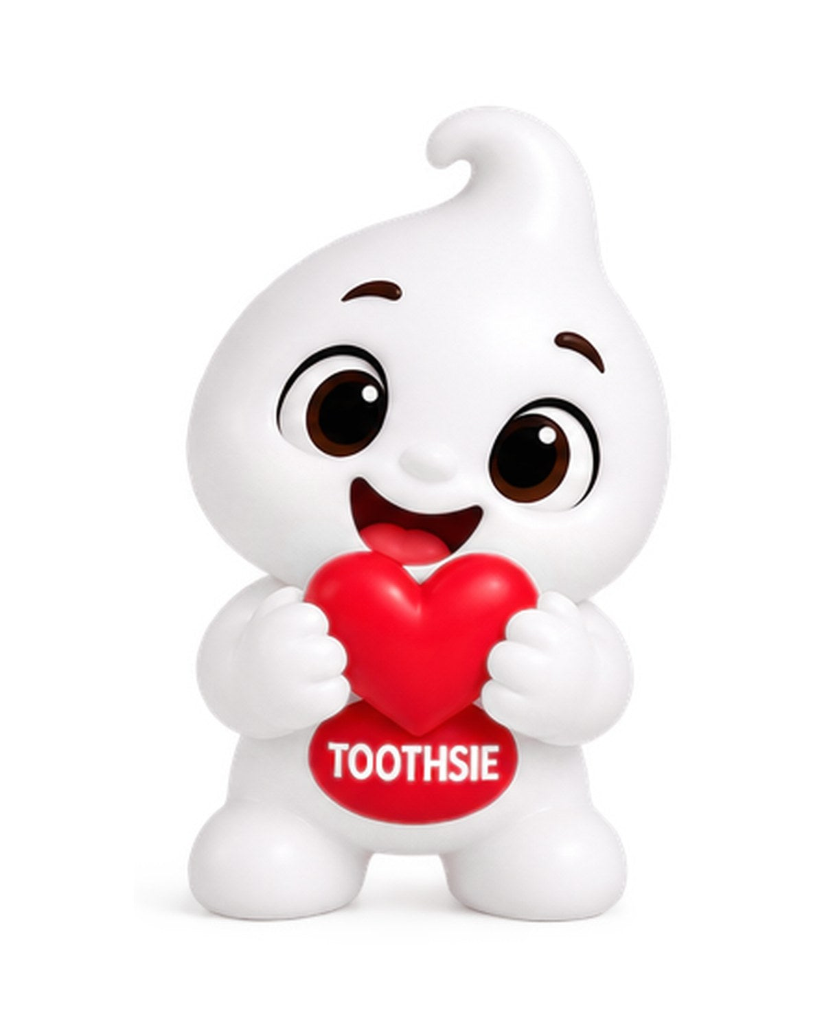 Toothsie figure hugging a heart