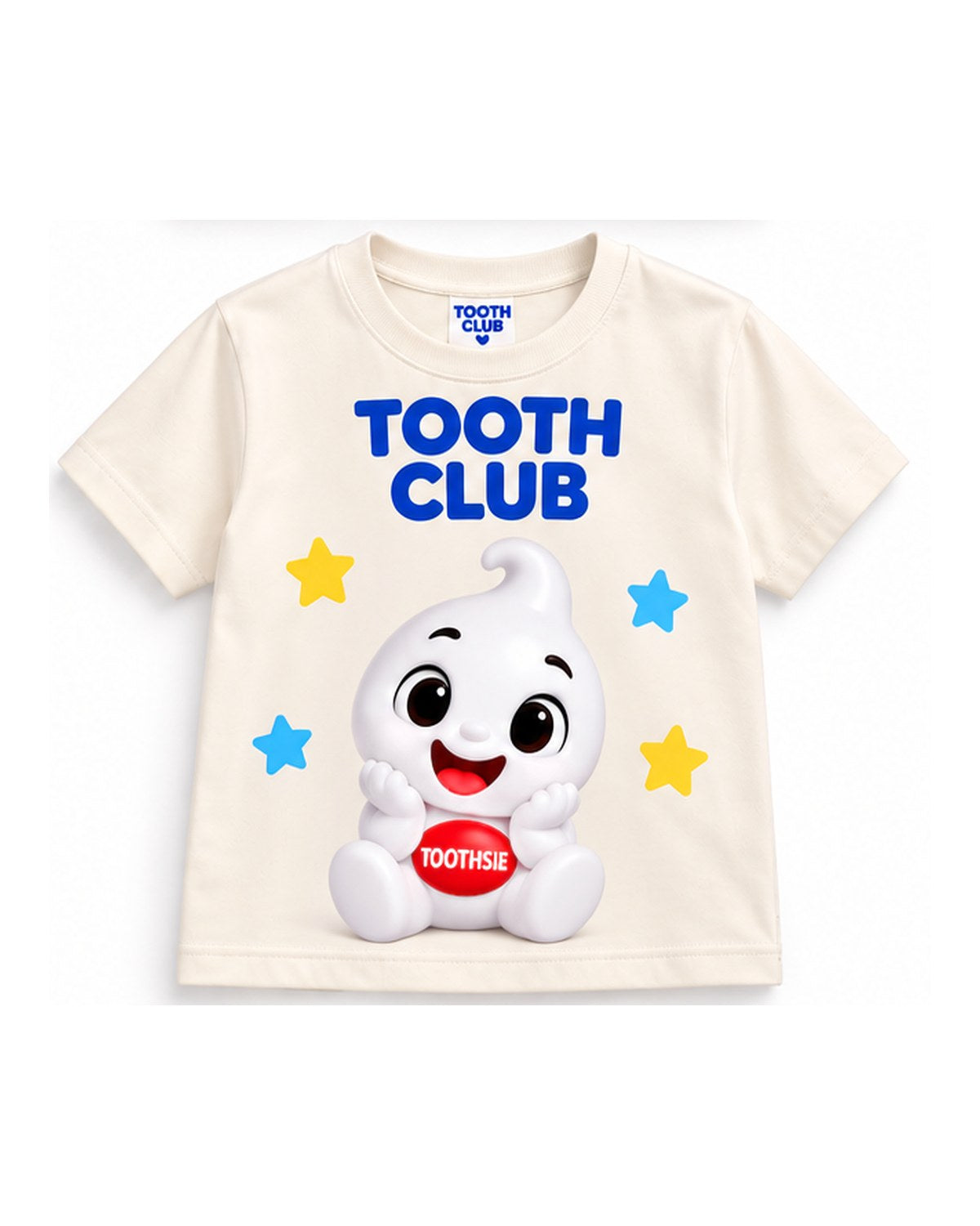 Cream Toothsie T-shirt with Toothsie sitting