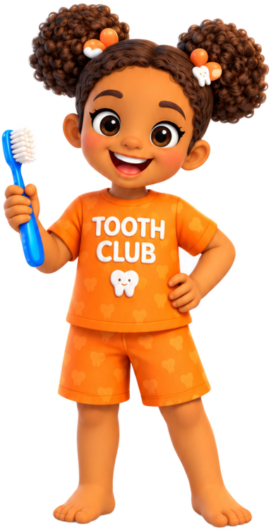 Zara holding a blue toothbrush