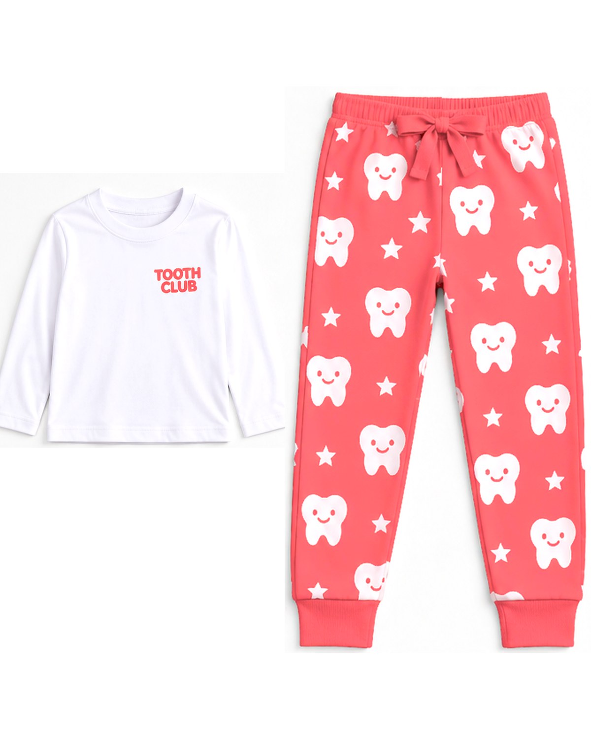 Coco pyjamas, top and pants laid flat