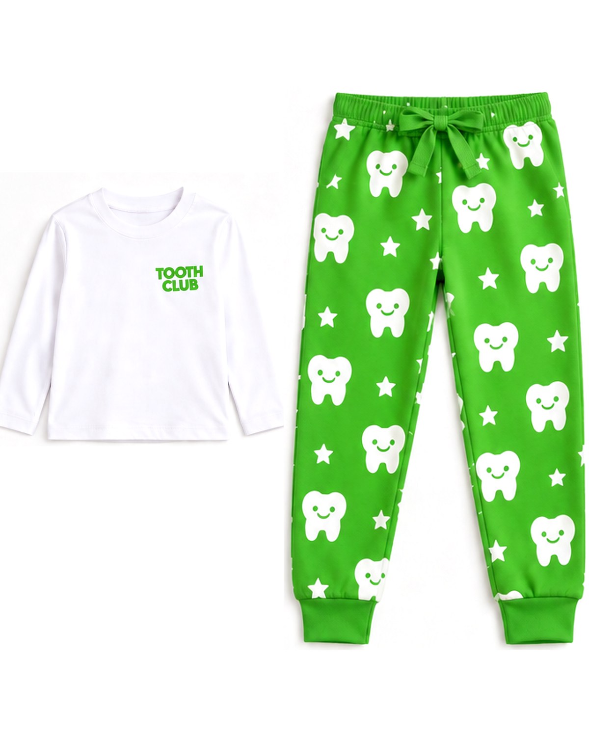 Leo pyjamas, top and pants laid flat