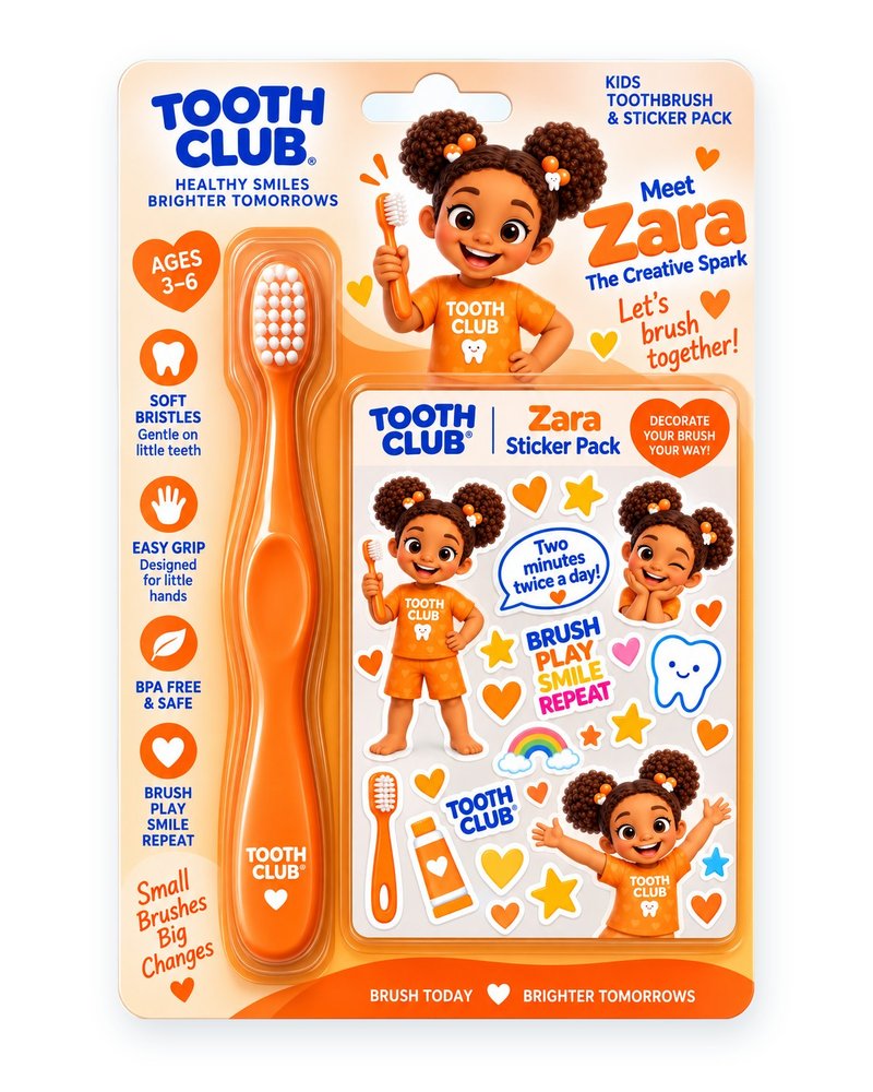 Zara toothbrush and sticker pack