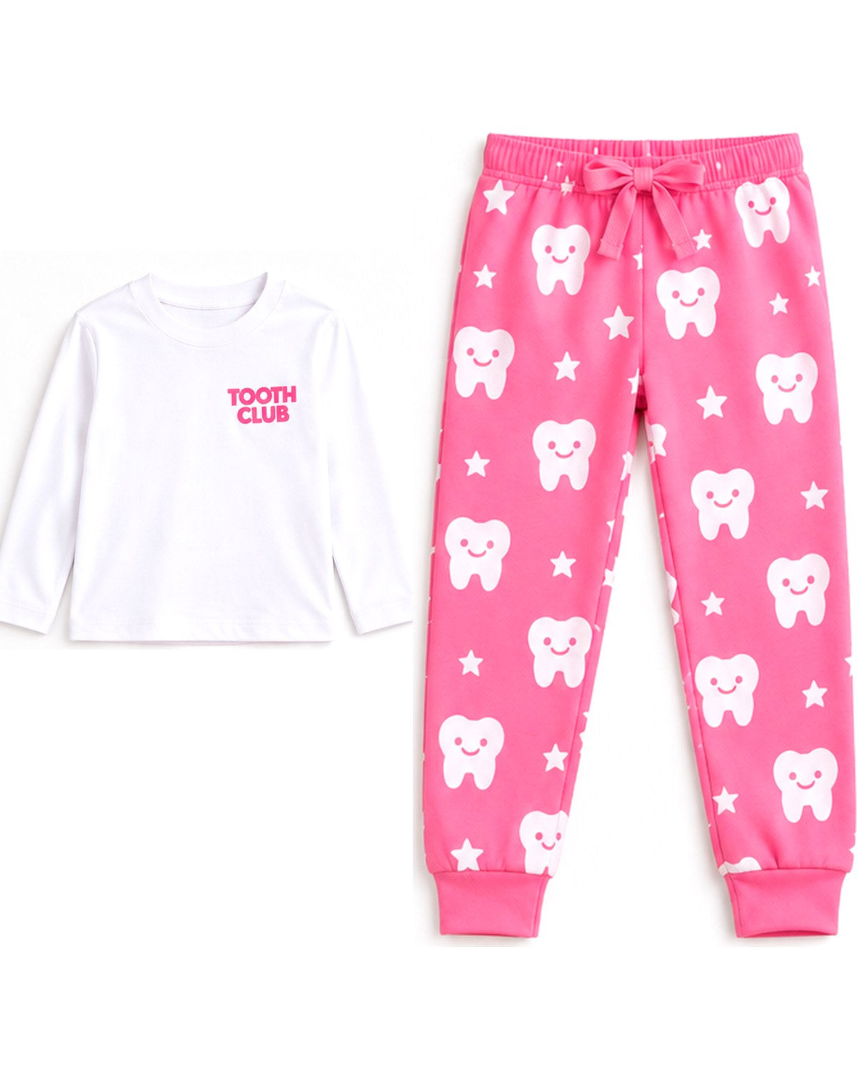 Luna pyjamas, top and pants laid flat