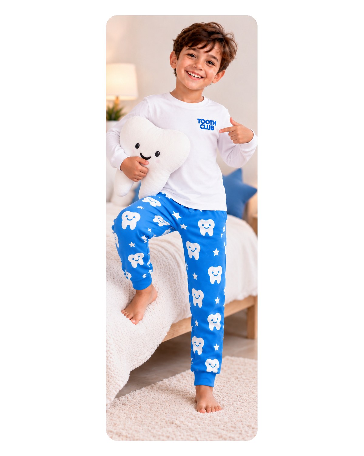A child wearing the Rocco pyjamas
