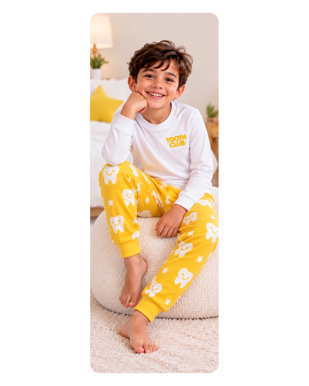 A child wearing the Kai pyjamas