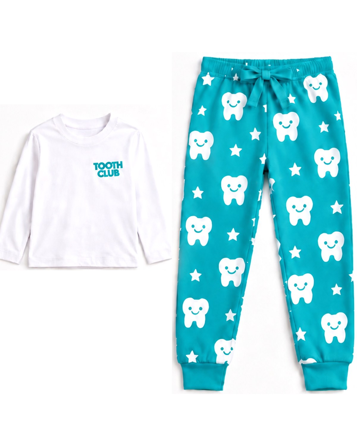 Milo pyjamas, top and pants laid flat